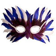 Unbranded PURPLE MASK WITH FEATHERS