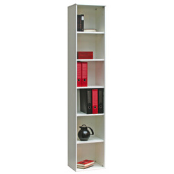 Unbranded (R) Tall Narrow 5 Shelf White Bookcase from the