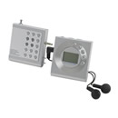 Free standing radio alarm with detachable speaker and headphones. <br><br>The removable