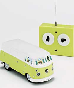 Radio controlled camper van in green and white.Requires 6 x AAA batteries (not included).Size (H)6.5