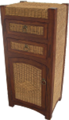 RATTAN 2 DRAWER 1 DOOR CABINET