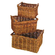 A set of 3 rattan baskets for that extra storage with handles for ease of carrying.