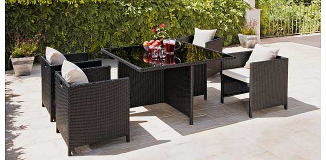 Unbranded Rattan Effect 4 Seater Cube Patio Set - Express
