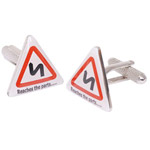 Onyx Art stylish set of Reaches the Parts cufflinks. These well made Onyx Art road sign cufflinks