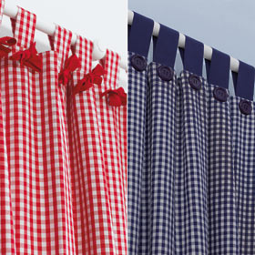 Unbranded Ready-Made Gingham Tab Top Curtains (Pair of curtains) - SAVE up to 50 per cent