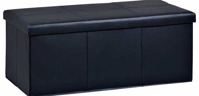 Unbranded Real Leather Large Ottoman - Black