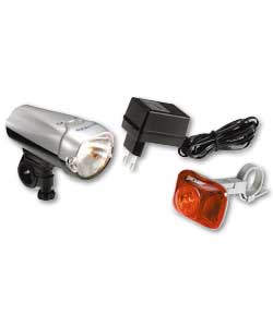 Rechargeable Halogen Front Light with Rear LED Light