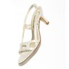 Wider fitting dressy rectangle trim sandals in ever-wearable navy or ivory with a buckled slingback 