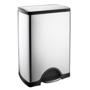 A distinctively designed 38L bin with plastic liner, polished stainless steel surfaces and a