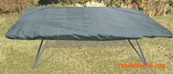 Tie down weatherproof rectangular trampoline covers available in 7ft x 5ft and 10ft x 7ft. Simple ye