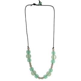 Unbranded Recycled Aqua Rose Glass Necklace