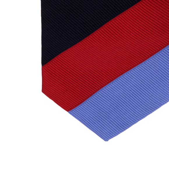 Red & Blue Churchill Stripe Woven Silk Tie