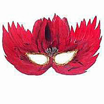 Unbranded RED / BLACK FEATHER MASK