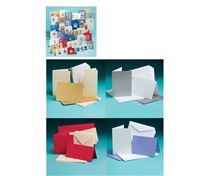 Pack of 20 red and cream blank cards with envelopes in 2 sizes: 12.2cm (4¾&quote;) square