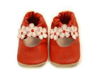 Unbranded Red and White Flower T-Bar Shoes (Ages 0-6 Months)