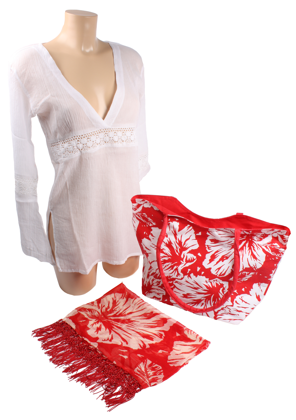 Unbranded Red Beach Set - Sarong, Beach Bag and Kaftan for andpound;20 RRP andpound;30!