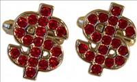 Unbranded Red Crystal Dollar Cufflinks by Simon Carter