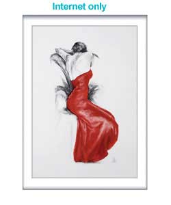 Charcoal and pastel drawing of reclining woman from rear with red dress.Artist Info:Trudy Good is a 