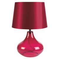 Make a statement with this retro-style red glass table lamp. Comes complete with a red satin shade