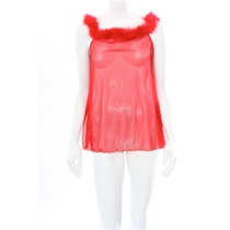 Unbranded Red Sexy Faux Fur Trim Chemise
