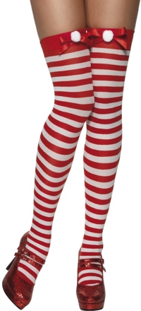 Unbranded Red/White Stripe Stockings with Pom Pom