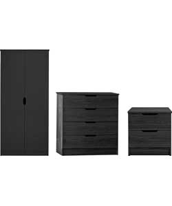 Unbranded Reese 3-Piece 2 Door Wardrobe Package - Black