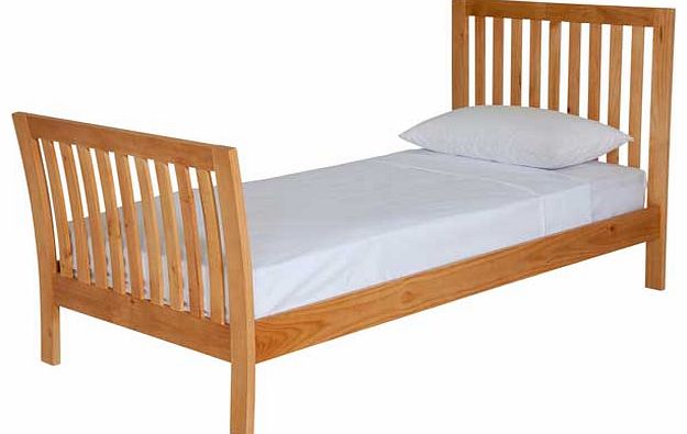 With its gentle sleigh curve on the footboard. the Regan is a real stand out bed frame. Made from solid pine. it is an attractive choice that is sure to compliment any style of bedroom. Part of the Regan collection. Solid wood frame finish. Size W94.
