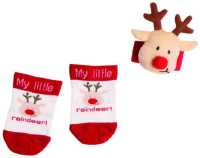 Reindeer Sock and Rattle - Newborn