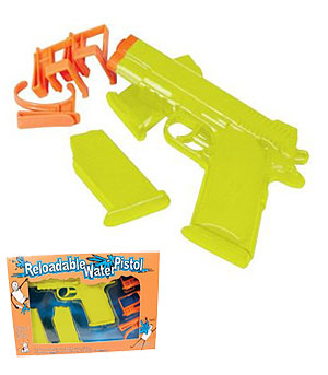 Just fill your magazines with water from a tap and insert a magazine into the water pistol handle an