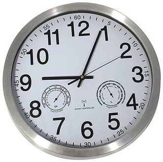 With brushed aluminium trim and classic white face, this clock is suitable for any room in the house
