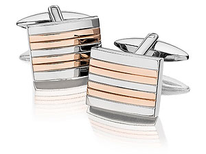 Unbranded Rhodium Plated And Rose Colour Finish Cufflinks