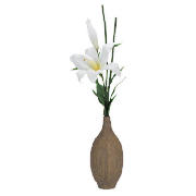 Unbranded Ribbed Bottle Vase With Lilies, Brown