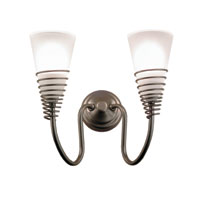 Stylishly designed wall light with spiral features, Satin Steel finish painted double wall light