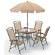Great value table chairs and parasol set made from aluminium and featuring weather-resistant Textile
