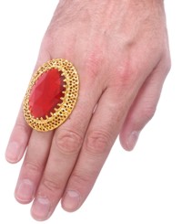 Over the top ring bling for kings. This large ruby finger ring is ideal for subjects to kiss