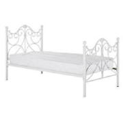 This 3ft cream metal single bedstead has metal framed sprung slats and vertical rails for combined e