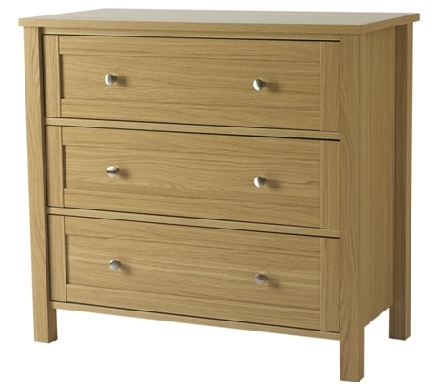 Unbranded Roebuck light oak three drawer chest