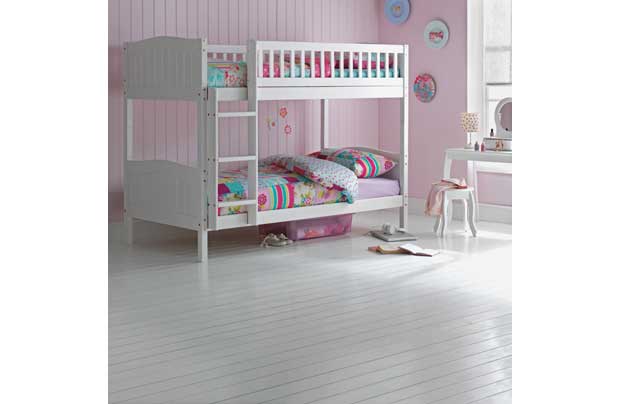 Bunk: Ladder can be positioned either side of the bed. Can be used as 2 single beds. Includes wooden slats. Bed size H148