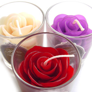 Unbranded Rose Scented Candles in Glass Holders