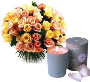 Roses and perfumed candle pastel 41 roses