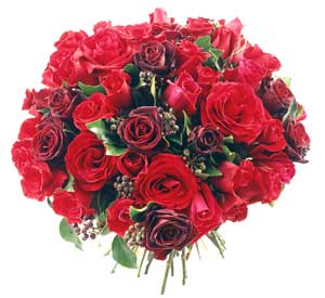 Round bouquet red 21 roses