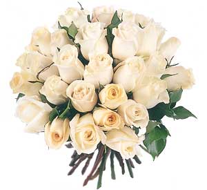 Round bouquet white 18 roses