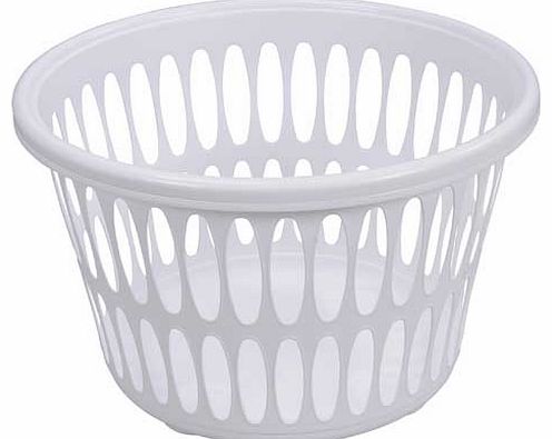 This round laundry basket is easy to carry and has ventilated sides to keep washing fresh. Polypropylene frame. Capacity 31 litres. Size H30. W45.5. D45.5. Supplied assembled.