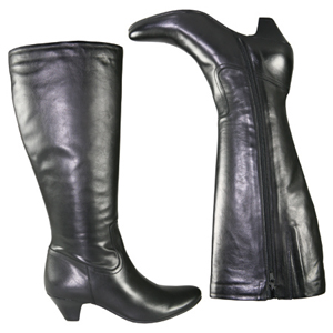 A knee length boot from Jones Bootmaker. With Almond shaped toe, shaped heel, small elastic gusset t