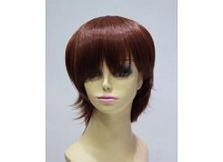 Cap Construction : Machine-made hair Color Shown : Brown Rubine Hair Texture : Short hair Straight Occasion : Cosplay Daily Party Gender : Women Style : European Wigs Length (Inch) : 13 Fiber : Synthetic Bang : Yes