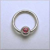 Ruby Set 6mm Bead in 12mm Platinum Ball Closure Ring