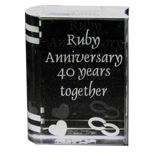 This wonderful unusual Ruby Wedding Anniversary Glass Book makes a lovely keepsake gift  perfect for