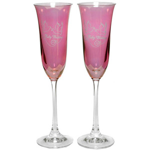 This beautiful pair of Ruby Wedding Anniversary champagne glasses make an ideal gift for that specia
