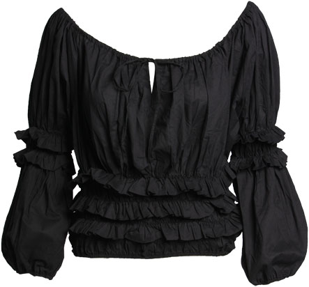 Cropped ruffle 3/4 blouse. 100 Cotton, 58cm length