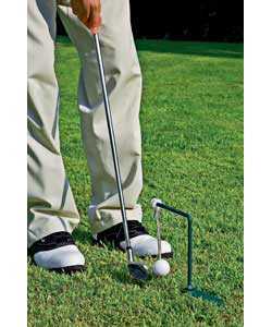 Ideal training aid to improve your golf swing in the convenience of your own garden.Full instruction